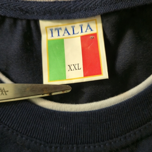 Vintage-style ITALIA Roma Navy Embroidered T-Shirt - EU XXL - Picture 2 of 7